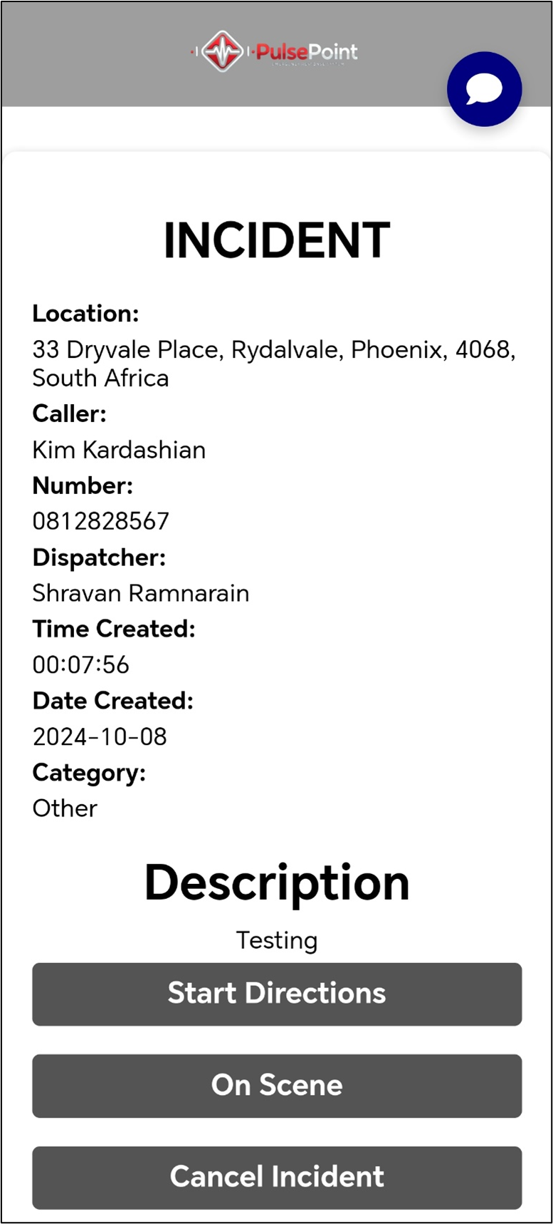 Incident Details Mobile